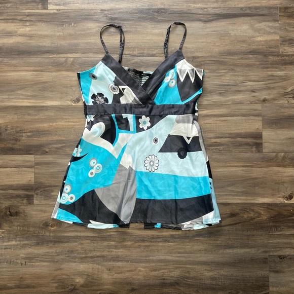 Vero Moda Y2K Black And Blue Tank - Picture 1 of 5